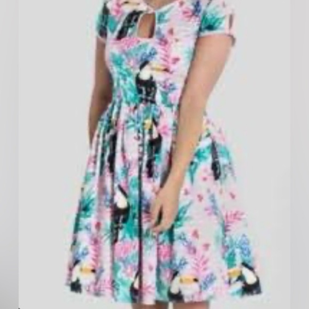 Hell Bunny Pink Toucan Dress
Designed in England
